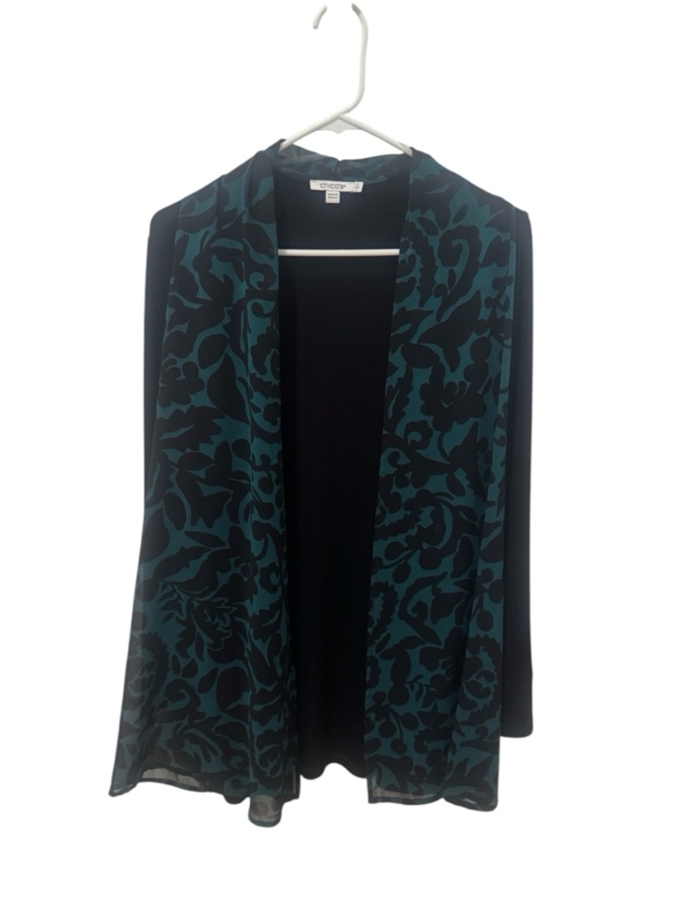 Chico's Open Front Damask Print Cardigan Size 2 or Large - Picture 2 of 5